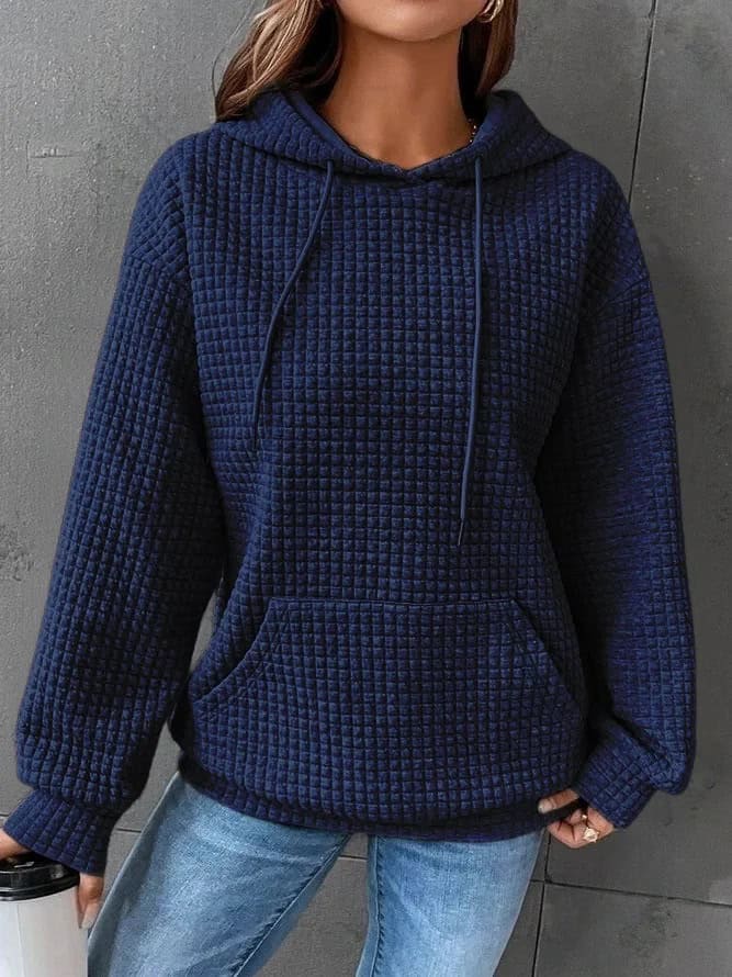 Fashion Waffle Hoodie Sweater Women's Casual