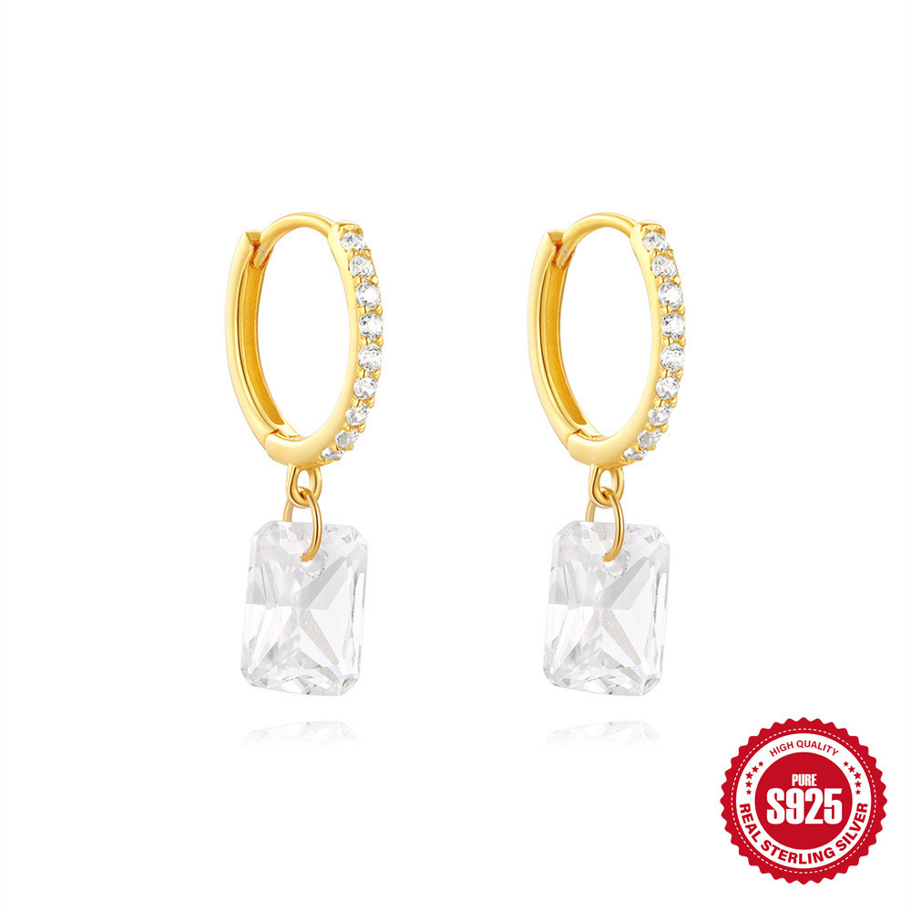 S925 Sterling Silver Classic Diamond Drop Earrings