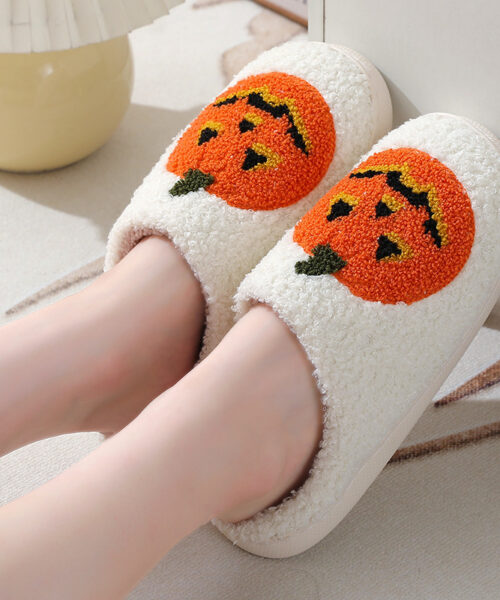 Halloween Pumpkin Cartoon Slippers Warm Winter Slippers Men And Women Couples Indoor House Shoes