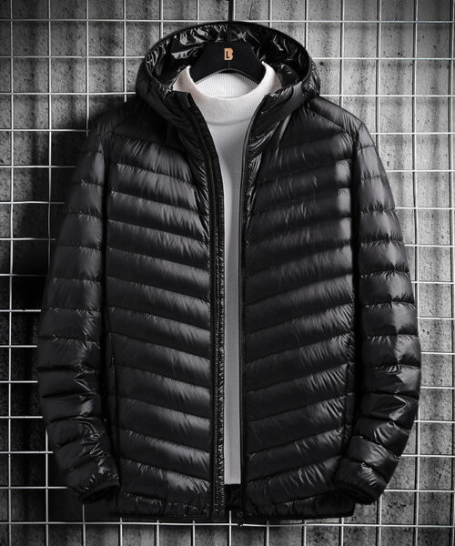 Men's Hooded Cotton Jacket Short Lightweight Cotton Coat