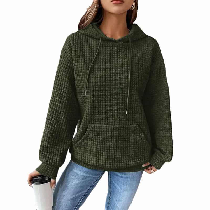 Fashion Waffle Hoodie Sweater Women's Casual