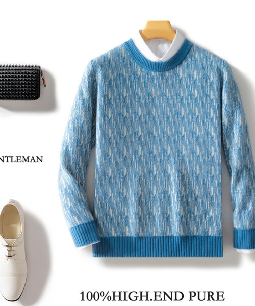 Seven-pin Thick Round Neck Woolen Sweater For Men