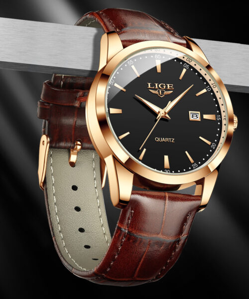 Men's Quartz Watch Leather Band Waterproof Single Calendar