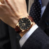 Men's Quartz Watch Leather Band Waterproof Single Calendar