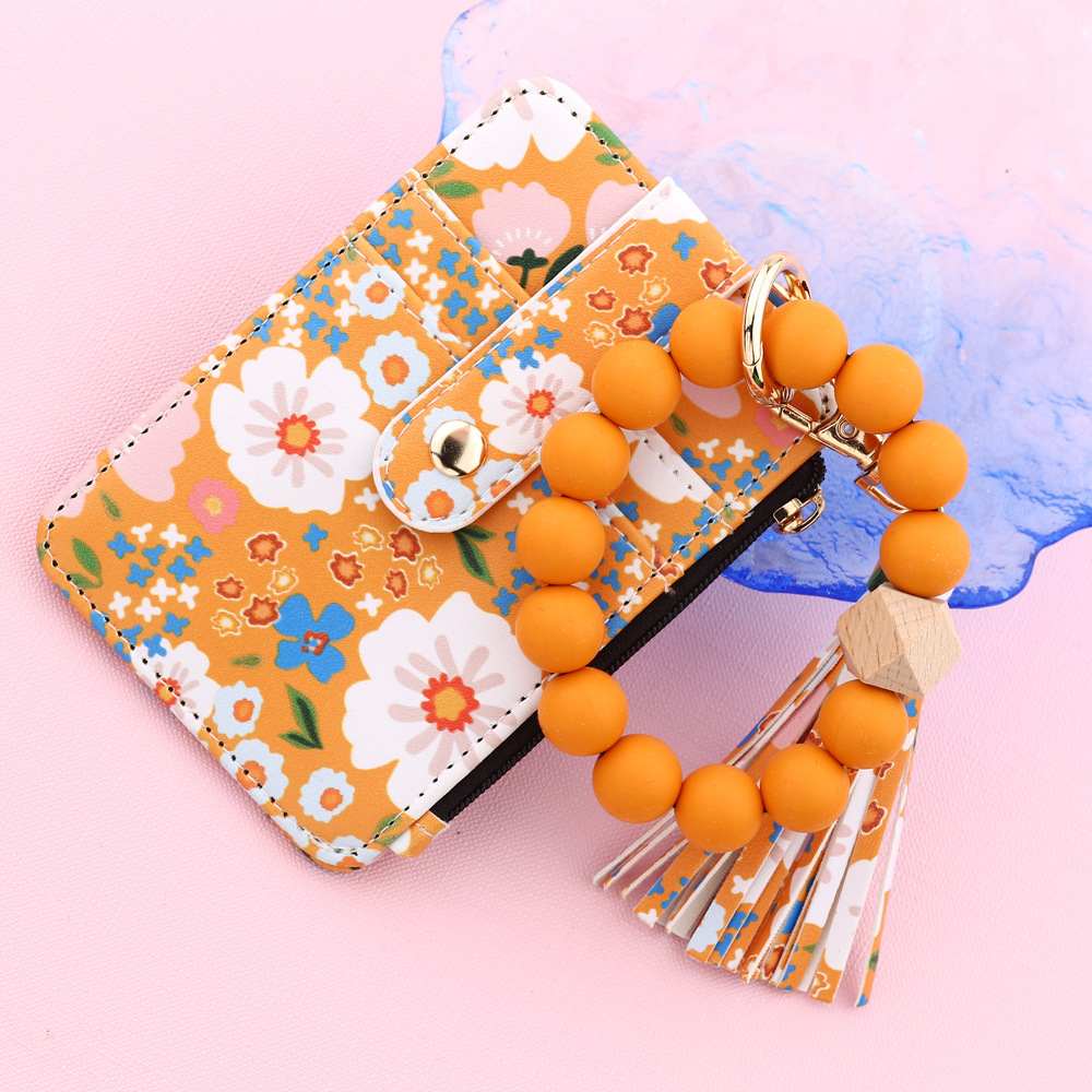 Floral Print Leather Card Holder Wallet for Women