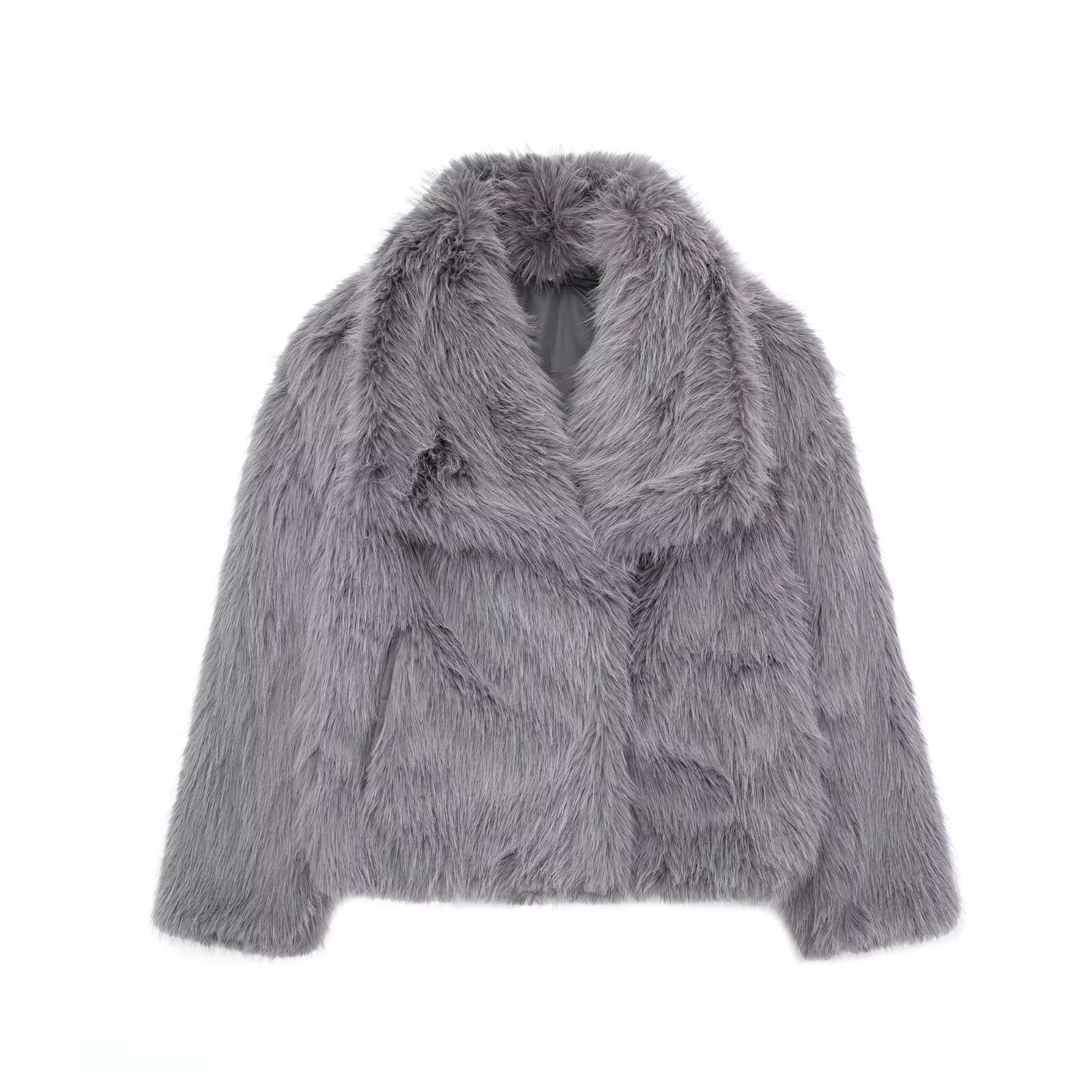 Winter Plush Coat Thick Lapel Casual Long Sleeve Tops
