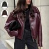 Solid Color Lapel Zipper Jacket Fashion Casual
