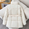 Winter Plaid Sewing Lapel Coat With Lace-up Design Fashion Loose