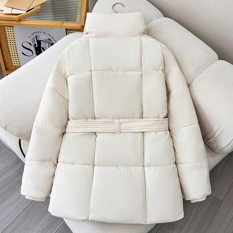 Winter Plaid Sewing Lapel Coat With Lace-up Design Fashion Loose