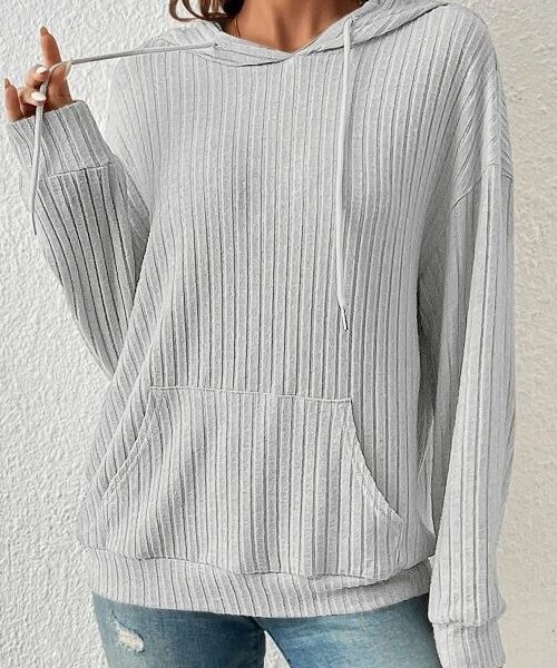 Fashion Drawstring Long-sleeved Hooded Sweatshirt With Pockets
