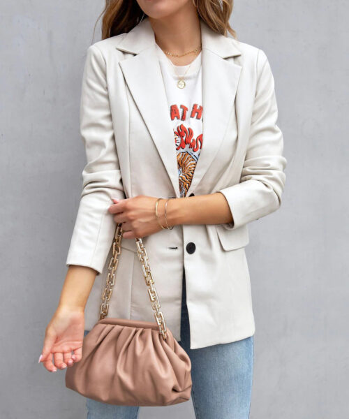 Long Sleeve Button Pu Cardigan Coat For Women