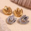 18K Gold Plated Stainless Steel Geometric Heart Earrings