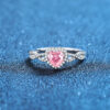 Sterling Silver Heart Diamond Closed Mouth Ring