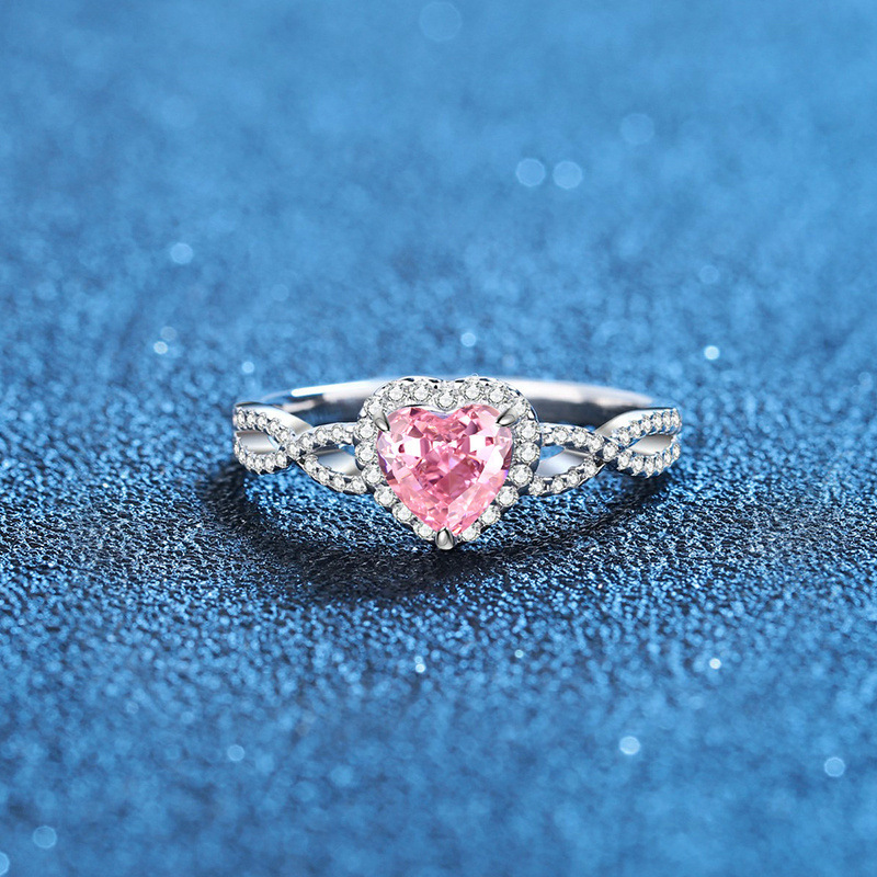 Sterling Silver Heart Diamond Closed Mouth Ring