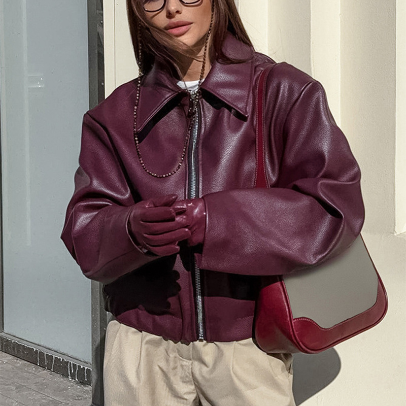 Solid Color Lapel Zipper Jacket Fashion Casual