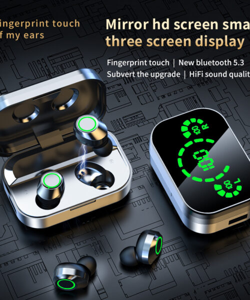 Wireless Bluetooth Headset with Smart Display and Light