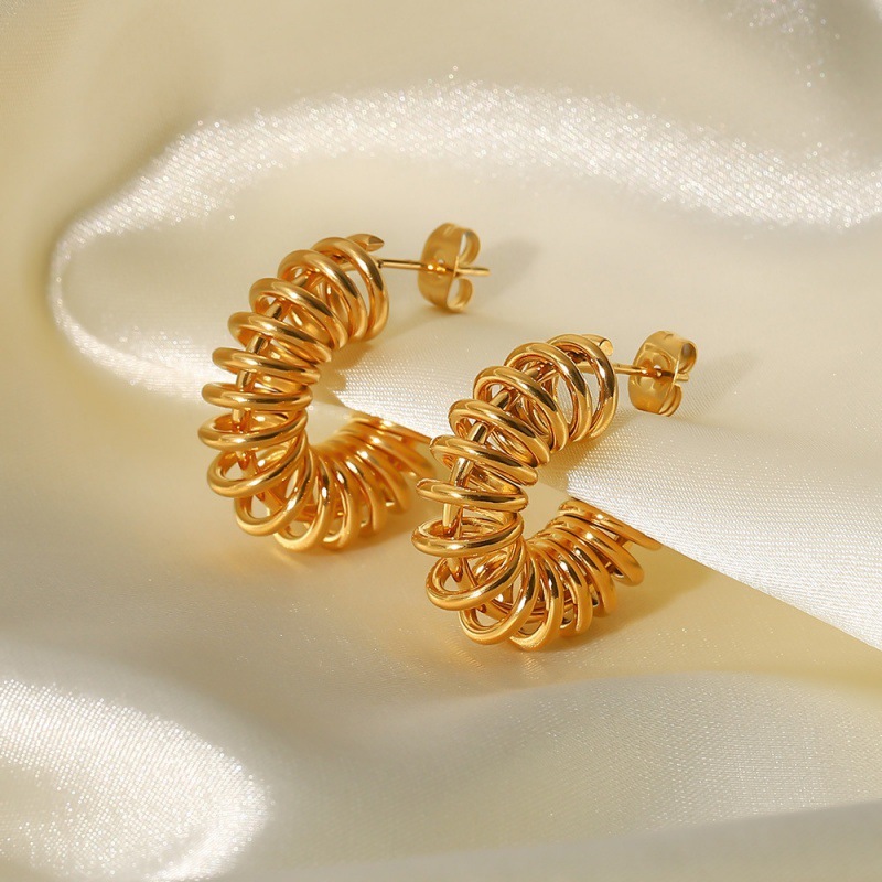 18K Gold Titanium Steel Circle Earrings Jewelry