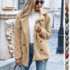 Loose Lapel Fluffy Coat Winter Button Jacket Cardigan Outwear