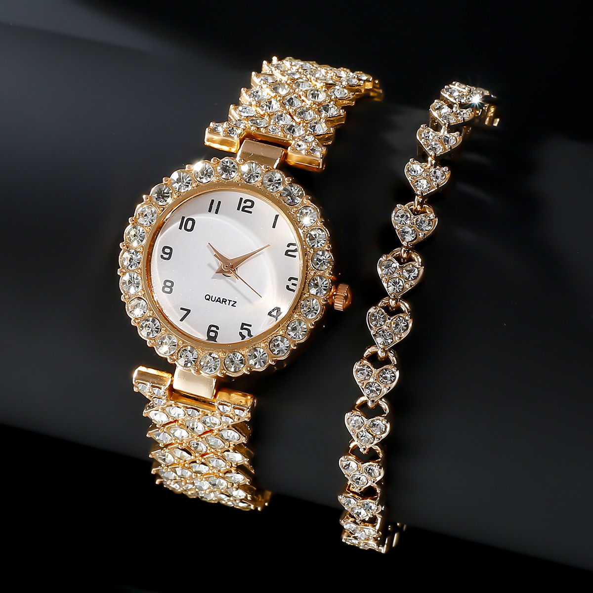 Luxury Women's Watch Set Silver Strap Quartz Bracelet Gift