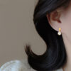S925 Silver Simple Elegant Square Diamond Stud Earrings