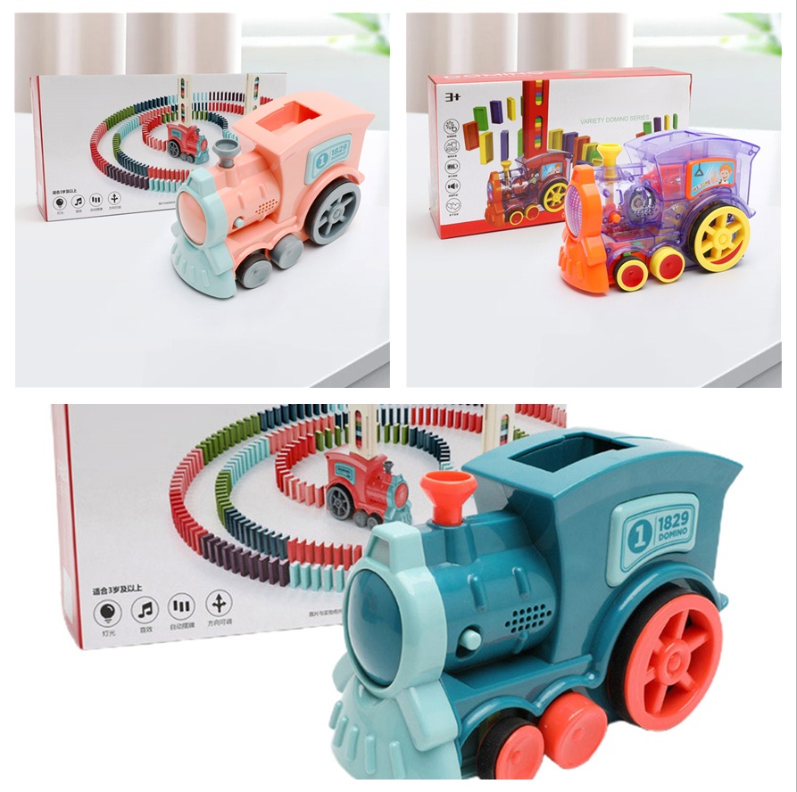 Electric Domino Train Toy with Building Blocks