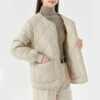 New Rhombus Sewing Cotton Coat Winter Warm Round-neck Jacket