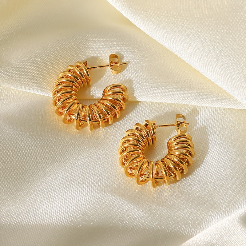 18K Gold Titanium Steel Circle Earrings Jewelry