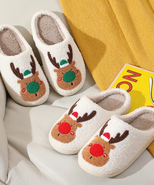 Christmas Shoes Winter Home Slippers Elk Soft Cozy
