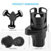 Car Cup Holder 360° Rotatable with Organizer Storage
