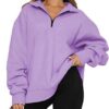 Women Sweatshirts Zip Turndown Collar Loose Casual Tops Clothes