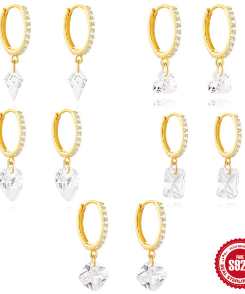 S925 Sterling Silver Classic Diamond Drop Earrings
