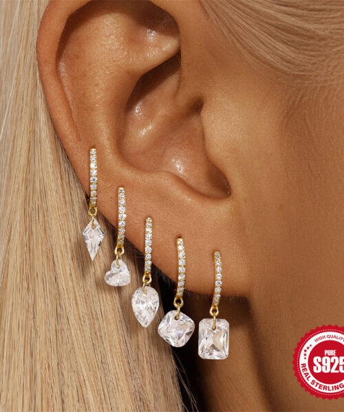 S925 Sterling Silver Classic Diamond Drop Earrings