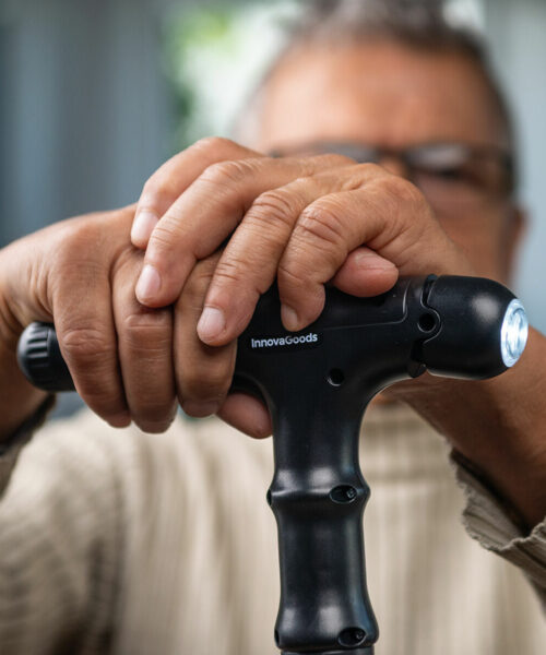 Extendable Walking Stick with LED, Alarm and Grabber Hannde InnovaGoods