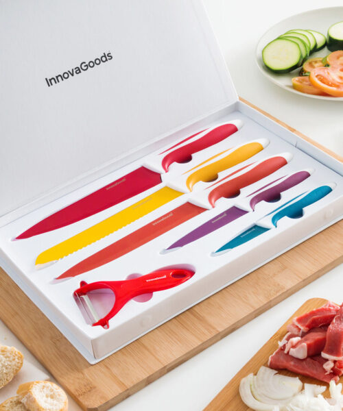 Set of Ceramic Coated Knives with Peeler Knoolvs InnovaGoods 6 Pieces