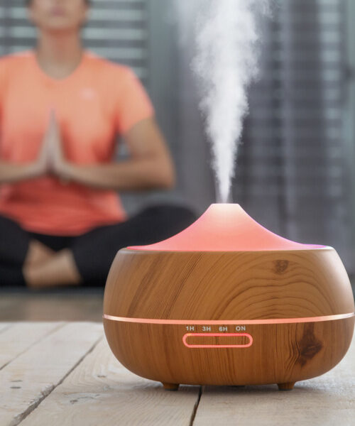 Aroma Diffuser Humidifier with Multicolour LED Wooden-Effect InnovaGoods