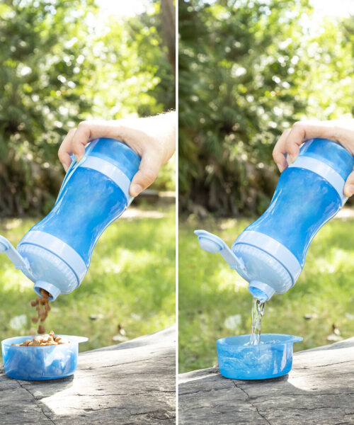 2-in-1 bottle with water and food containers for pets Pettap InnovaGoods