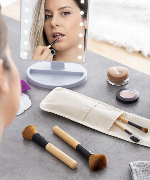 Set of Wooden Make-up Brushes with Carry Case Miset InnovaGoods 5 Units
