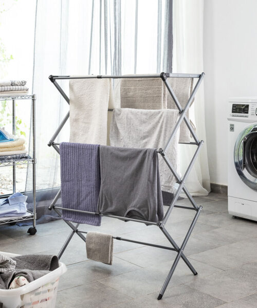 Folding and Extendable Metal Clothes Dryer with 3 Levels Cloxy InnovaGoods 11 Bars