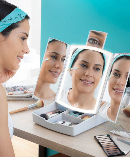 3-In-1 Folding LED Mirror with Make-up Organiser Panomir InnovaGoods