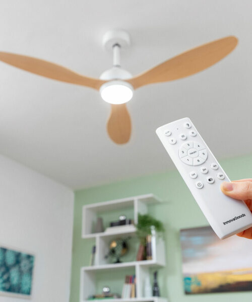 LED Ceiling Fan with 3 ABS Blades Wuled InnovaGoods Wood 36 W 52" Ø132 cm