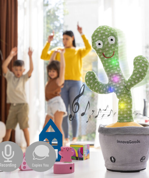 Rechargeable Dancing and Talking Cactus with Music and Multicoloured LED Cacxi InnovaGoods